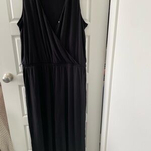 Susan Graver XLP black sleeveless wide leg jumpsuit